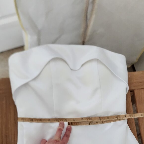 Elegant Satin Mermaid Wedding Dress With Detachable Bow and Train - Picture 5 of 15